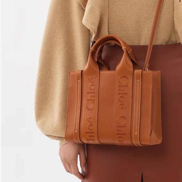 Chloe Woody Tote in Caramel Leather - Picture 3 of 11